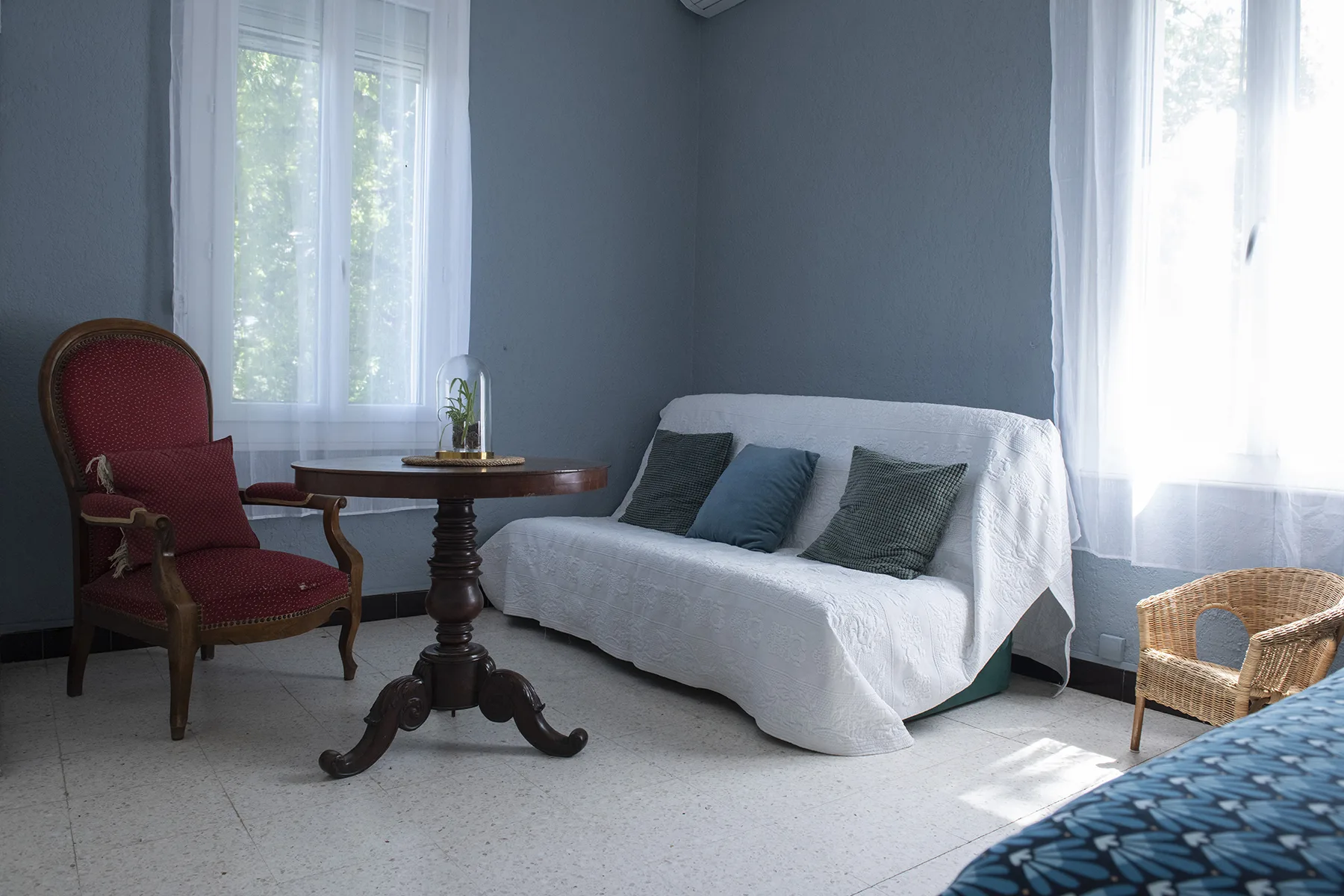 Chambre Bleue, premier étage (vue 2), Villa Plaisance, Bédarrides